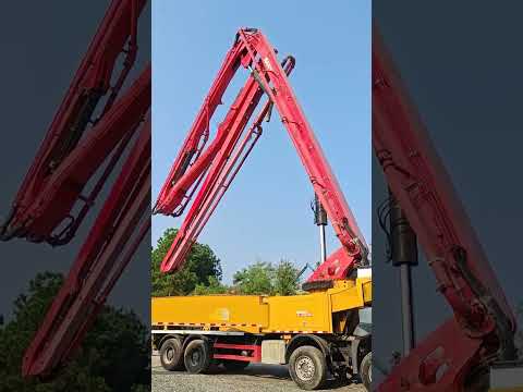 Original Mechabro field photo of a 2020 SANY concrete pump truck 56m on Mercedes-Benz in the boom demonstration video thumbnail