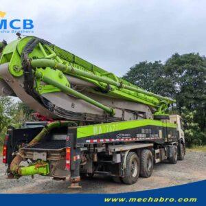 2020 Zoomlion 56m Scania pump truck — rear-right view 2020 Zoomlion 56m Scania P450 concrete pump truck, rear-right view